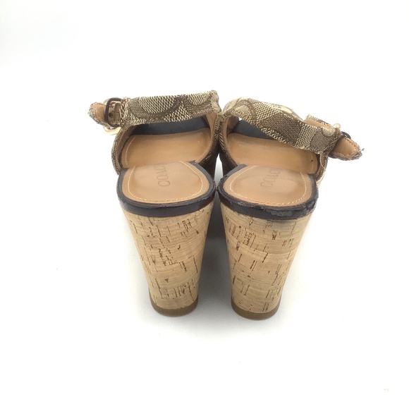 Coach Ferry Signature Jaquard Fabric Wedges Platform Sandals 6.5B - Picture 8 of 15